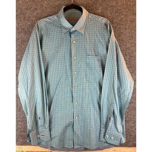 Mens Alan Flusser LS Large Multi Color Plaid Button Shirt 100% Cotton